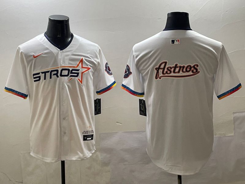 Men Houston Astros Blank White Fourth generation Joint Name 2025 Nike MLB Jersey style 13->houston astros->MLB Jersey